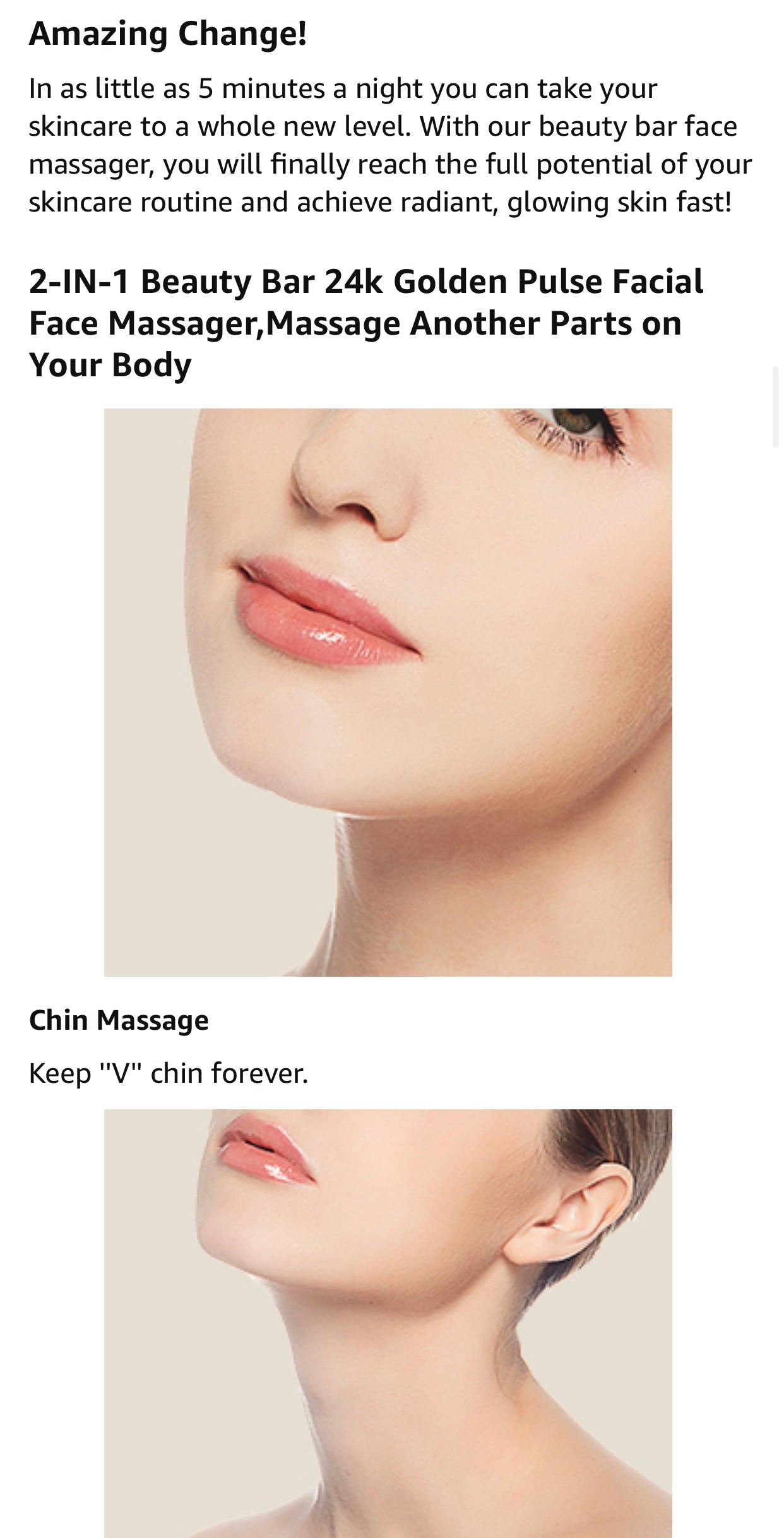 2-in-1 Electric Face Massager Beauty Bar 24k Golden Facial